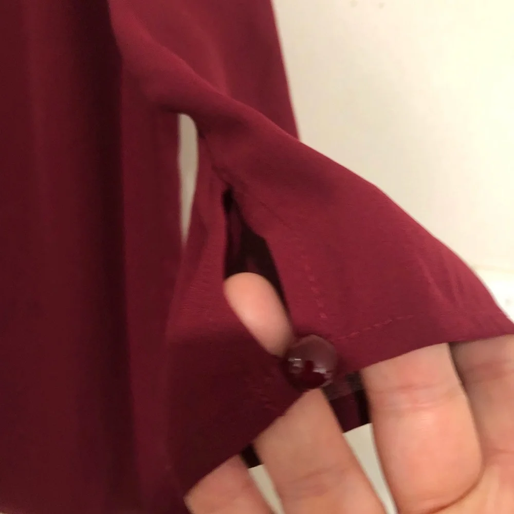 🔴Beautiful Burgundy Square Neck Long sleeve Mini Dress embroider shoulder sizeS - Picture 5 of 14
